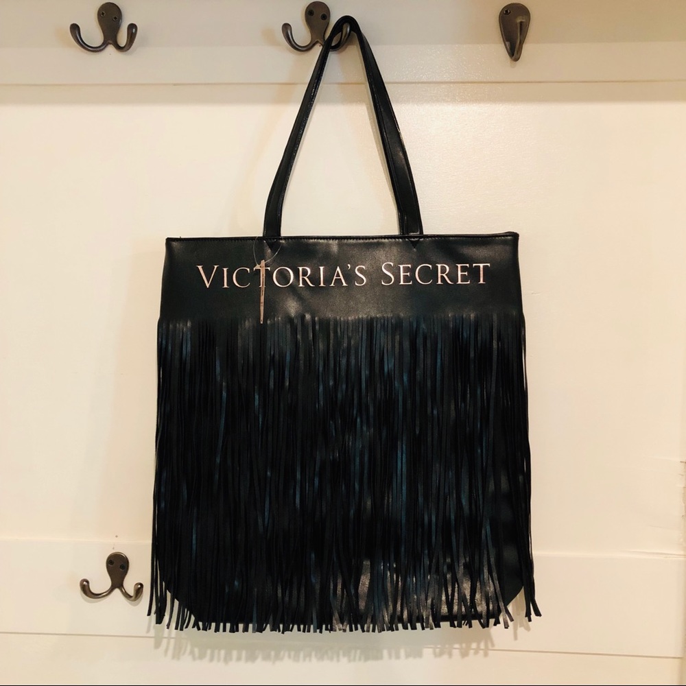 Victoria’s Secret Rose Gold & Black Fringe Tote